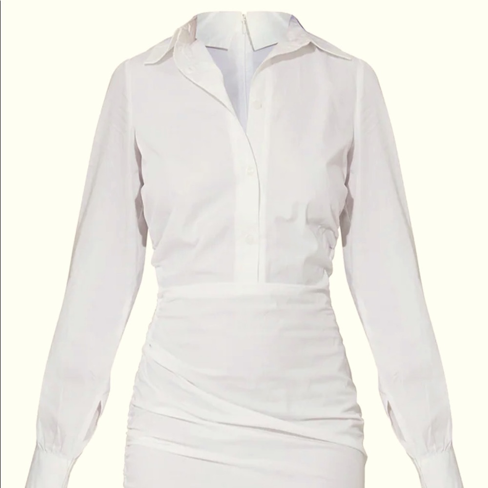 White collared shirt dress size 0 pretty little thing